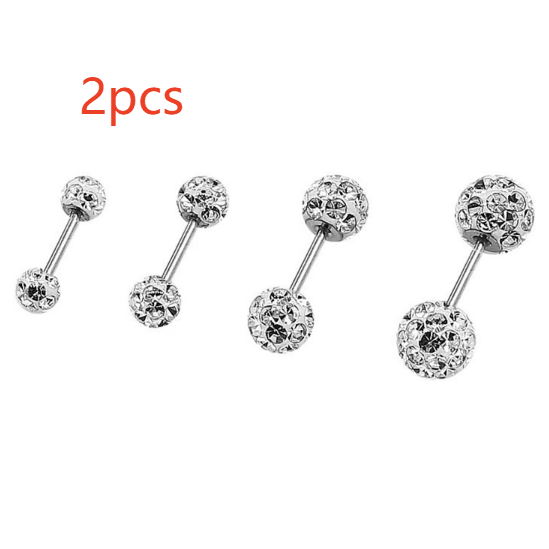 Titanium Steel Double End Earrings Geometric Ball Design