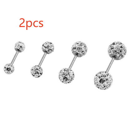 Titanium Steel Double End Earrings Geometric Ball Design