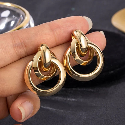 Double Layer Hollow Geometric Earrings for Women