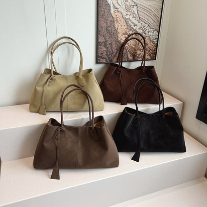 Retro Suede Tote Bag for Women