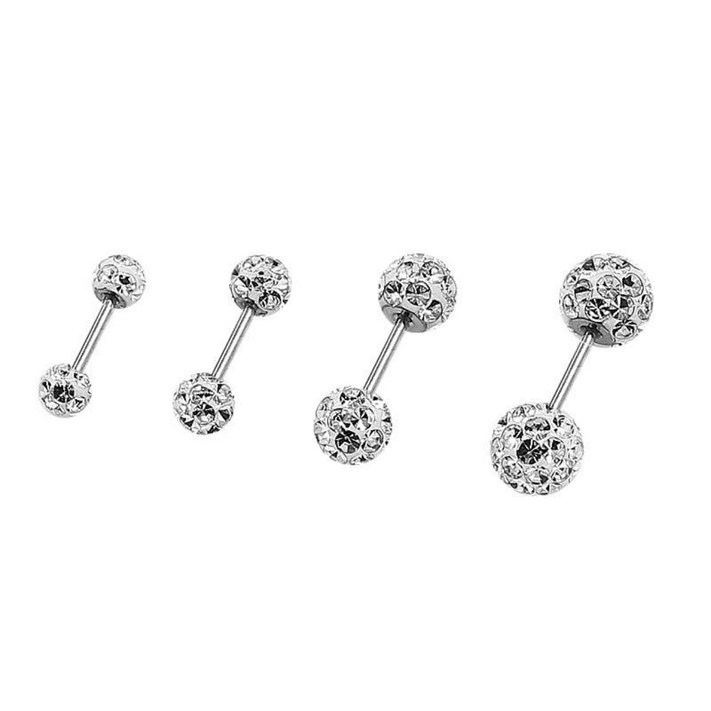 Titanium Steel Double End Earrings Geometric Ball Design