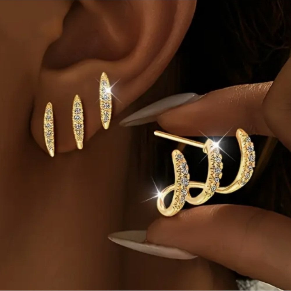 Geometric Zircon Stud Earrings