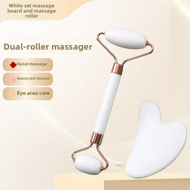 Resin Crystal Facial Massage Roller and Gua Sha Board Set