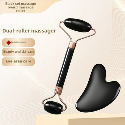 Resin Crystal Facial Massage Roller and Gua Sha Board Set