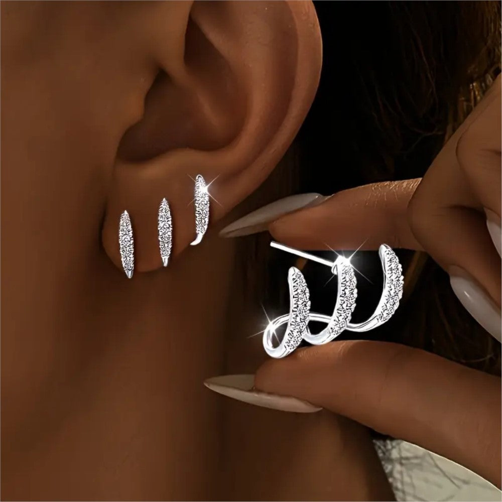 Geometric Zircon Stud Earrings