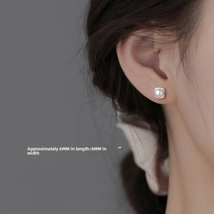 Geometric Pearl Silver Earrings